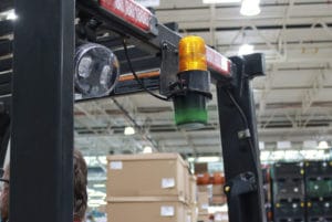 JWS 539 Green Strobe Light on a forklift