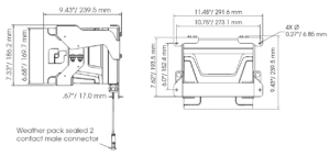 eHorn-HV High-Vibration Resistant Electronic Horn - line drawing