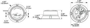 J.W. Speaker Model 407 LED Strobe Lights (0647231, 0647241, 0647251, and 0647261) line drawing