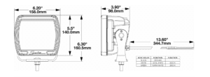 J.W. Speaker Model 526 LED Dual White Work Light beam dimensions (1300761)